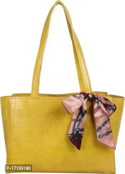 THIBAULT Women's Fashionable Aesthetic Croco Shoulder Tote bag (YELLOW)-thumb0