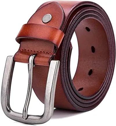 TB_Men's Classy Genuine Leather Belt With Stainless Buckle