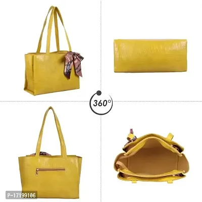 THIBAULT Women's Fashionable Aesthetic Croco Shoulder Tote bag (YELLOW)-thumb5