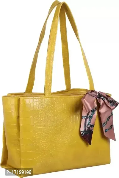 THIBAULT Women's Fashionable Aesthetic Croco Shoulder Tote bag (YELLOW)-thumb2
