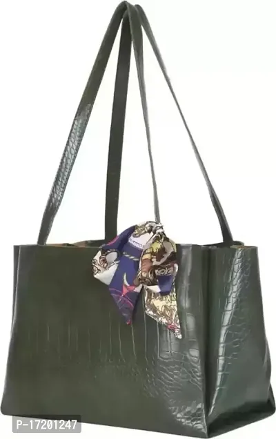 THIBAULT Women's Fashionable Aesthetic Croco Shoulder Tote bag (GREEN)