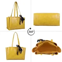 THIBAULT Gorgeous Leather Handbags for Women and Girls with a Gorgeous Tie | Chic Crossbody Bag | Roomy Top Handle Handbag | Gift for Women | (YELLOW)-thumb4