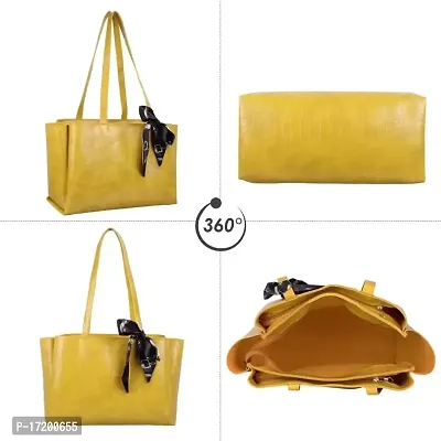 THIBAULT Gorgeous Leather Handbags for Women and Girls with a Gorgeous Tie | Chic Crossbody Bag | Roomy Top Handle Handbag | Gift for Women | (YELLOW)-thumb5