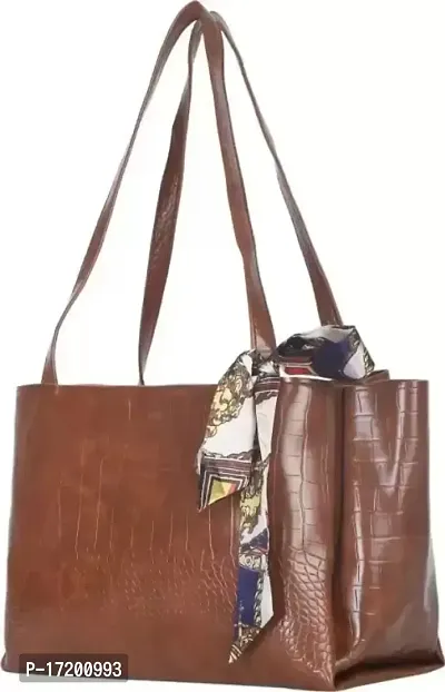 THIBAULT Women's Fashionable Aesthetic Croco Shoulder Tote bag (BROWN)