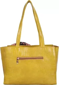 THIBAULT Women's Fashionable Aesthetic Croco Shoulder Tote bag (YELLOW)-thumb2