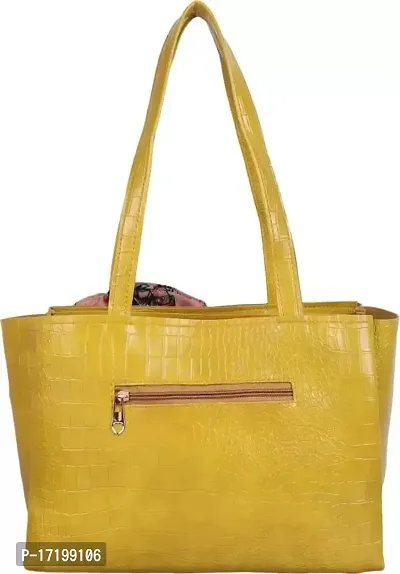 THIBAULT Women's Fashionable Aesthetic Croco Shoulder Tote bag (YELLOW)-thumb3