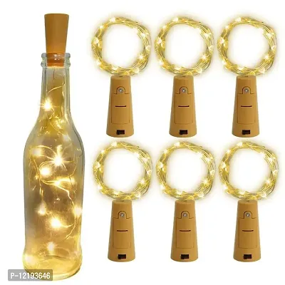 Dream Sight Bottle Lights with Cork, Mini Copper Wire, 20 LED Battery Operated String Decorative Fairy Lights - Pack of 06Pcs (Warm White)