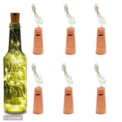 Dream Sight 20 LED Wine Bottle Cork Copper Wire String Lights, 2M Battery Powered for Home Decoartion (Warm White, Pack of 06Pcs)