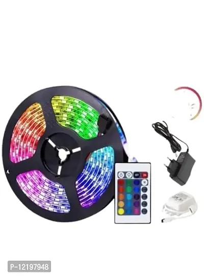 Dream Sight 5 Meter LED Strip Lights Waterproof LED Light Strip with Bright RGB Color Changing Light Strip with 24 Keys IR Remote Controller and Supply for Any Decorations (Multicolor)-thumb0