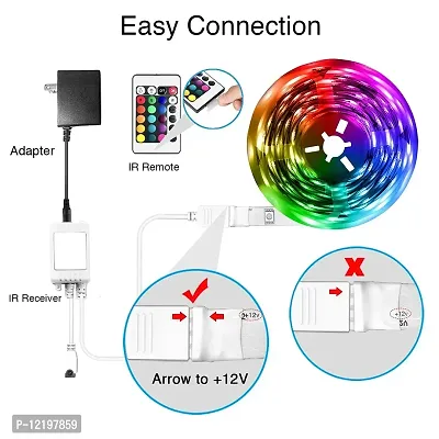 Dream Sight RGB LED Strip Light with 5 Mode Remote 24 Key w Flash Strobe Fade Smooth 5m Strip one Adapter RGB Controller (Multicolor)-thumb3