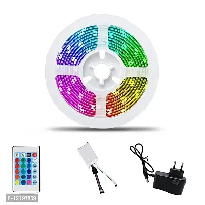 Dream Sight RGB LED Strip Light with 5 Mode Remote 24 Key w Flash Strobe Fade Smooth 5m Strip one Adapter RGB Controller (Multicolor)-thumb0