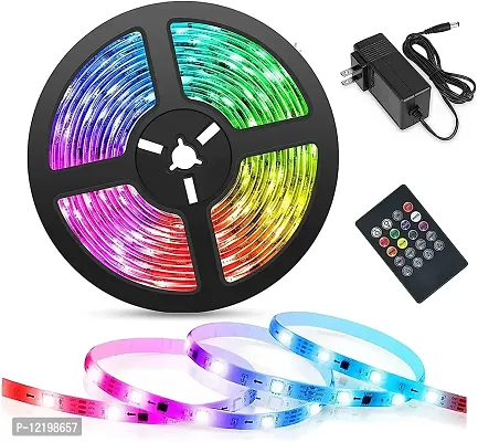 Dream Sight 5Mtr. Waterproof LED Strip Lights with Bright RGB Color Changing Light with 24 Keys IR Remote Controller and Supply for Decoration, Bedroom, Ceiling, Kitchen, Tv Backlight (Multicolor)-thumb0