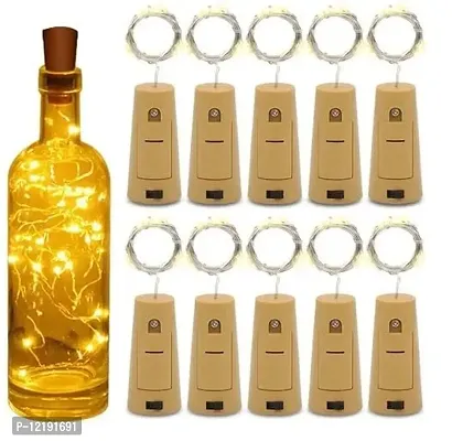 Dream Sight Wine Bottle Lights with Cork Copper Wire String Lights with 20 LED for Jar Party Wedding Christmas Diwali New Year Decorations - Warm White Pack of 10Pcs