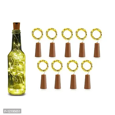 Dream Sight 20 LED Wine Bottle Cork Copper Wire String Lights, 2M Battery Powered (Warm White, Pack of 10Pcs)