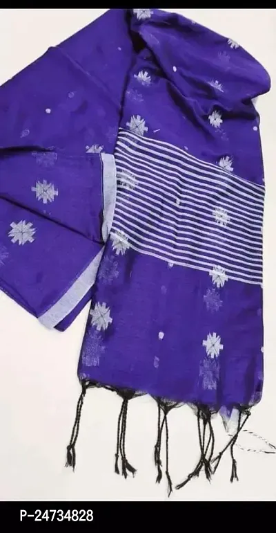 Kakuli Self Design Bengal Handloom Saree with Blouse piece for Women-thumb0