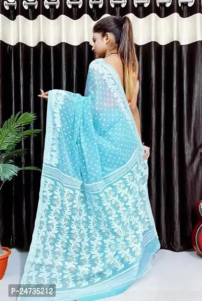 Kakuli Self Design Bengal Handloom Saree with Blouse piece for Women