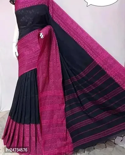 Kakuli Self Design Bengal Handloom Saree with Blouse piece for Women-thumb0