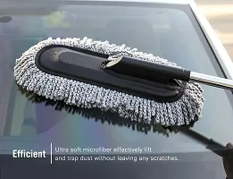 Super Soft Microfiber Car Duster Exterior with Extendable Handle, Car Brush Duster for Car Cleaning Dusting - Grey-thumb1