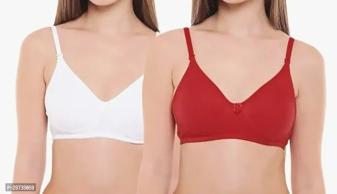 Stylish Multicoloured Cotton Blend Solid Bras For Women Pack Of 2-thumb0