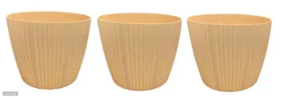 Premium Quality Plastic Round Flower Pots For Home Planters, Terrace, Garden Etc - Pack Of 03 - Suitable For Home Indoor  Outdoor Gardening Plants Beige