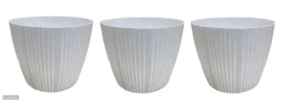 Premium Quality Plastic Round Flower Pots For Home Planters, Terrace, Garden Etc - Pack Of 03 - Suitable For Home Indoor  Outdoor Gardening Plants White