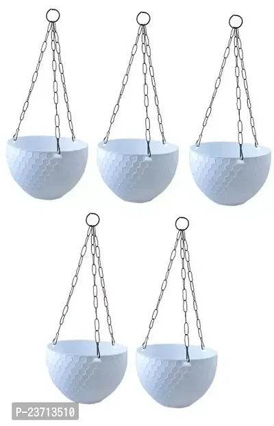 Premium Quality Amazing Hanging Euro Basket Planters Indoor Outdoor Hanging Flower Pot With Hanging Chain (Pack Of 5) 6 Inch-thumb0