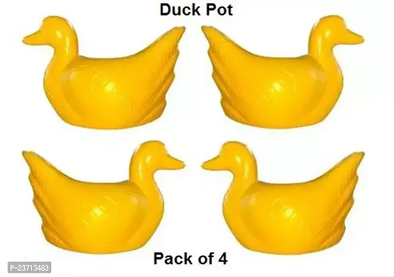 Premium Quality Duck Plastic Flower Pots Yellow Pack Of 4-thumb0