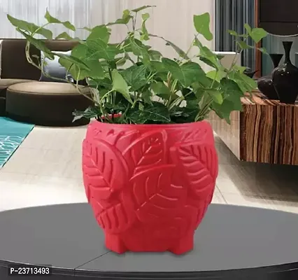 Premium Quality Plastic Round Flower Pots For Home Planters, Terrace, Garden Etc - Pack Of 1 - Red - Suitable For Home Indoor  Outdoor Gardening Plants 10Inch