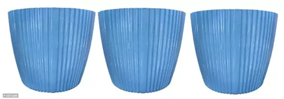 Premium Quality Plastic Round Flower Pots For Home Planters, Terrace, Garden Etc - Pack Of 03 - Suitable For Home Indoor  Outdoor Gardening Plants Blue