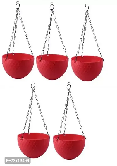 Premium Quality Hanging Planters For Balcony Indoor Outdoor Basket Gamla With Heavy Duty Chain Big Size Gardening Flower Pot For Railing Grill Garden Living Room (Pack Of 5 - 8 Inch )-thumb0