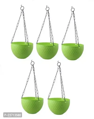 Premium Quality Hanging Planters For Balcony Indoor Outdoor Basket Gamla With Heavy Duty Chain Big Size Gardening Flower Pot For Railing Grill Garden Living Room (Pack Of 5)-thumb0
