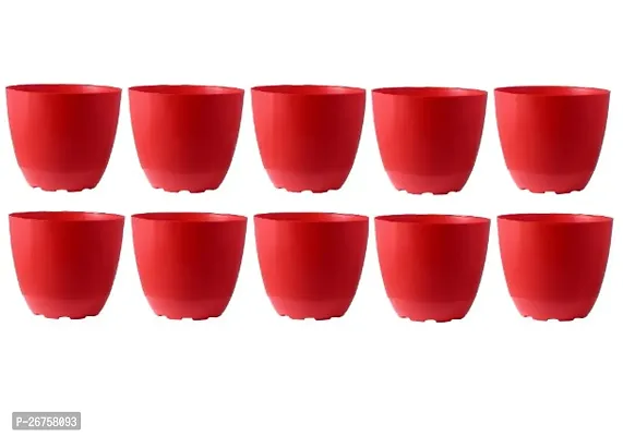 Blooming Enterprises Round Flower Pots for Home  Decoration-(Pack of-10)-4-Red-thumb0