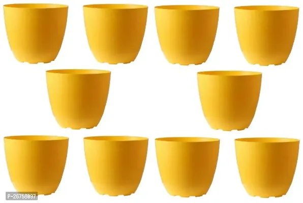 Blooming Enterprises Round Flower Pots for Home  Decorati-4-Yellow-thumb0