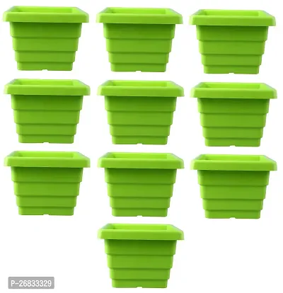 Square Flower Pots for Home  Decoration Plant Container Set (Pack of 10 Plastic)-thumb0