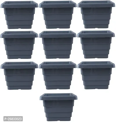 Square Flower Pots for Home  Decoration Plant Container Set (Pack of 10 Plastic)-4inch-thumb0