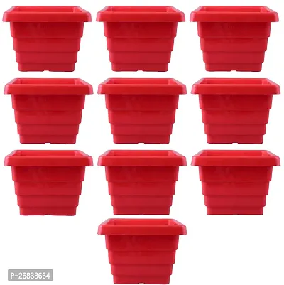 Square Flower Pots for Home  Decoration Plant Container Set (Pack of 10 Plastic)-4inch-thumb0