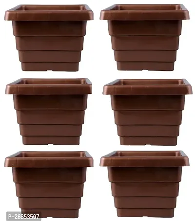 Square Flower Pots for Home  Decoration Plant Container Set (Pack of 6 Plastic)-6inch