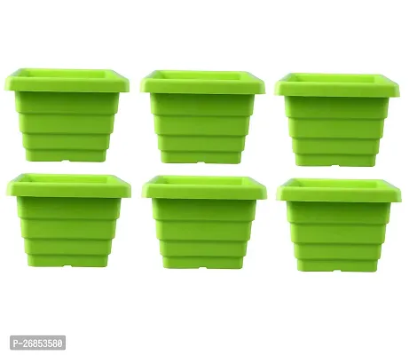 Square Flower Pots for Home  Decoration Plant Container Set (Pack of 6 Plastic)-6inch-thumb0