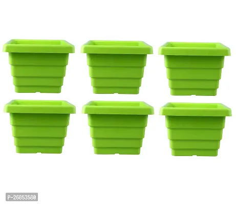 Square Flower Pots for Home  Decoration Plant Container Set (Pack of 6 Plastic)-6inch