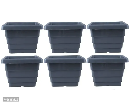 Square Flower Pots for Home  Decoration Plant Container Set (Pack of 6 Plastic)-6inch