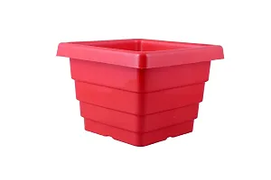 Blooming Enterprises Square Flower Pots for Home  Decoration Planters, Terrace, Garden Etc | Plant Container Set (Pack of 6, Plastic)-6inch-Red-thumb3