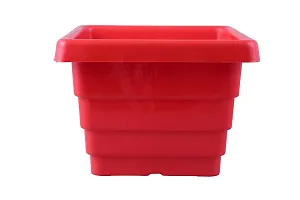 Blooming Enterprises Square Flower Pots for Home  Decoration Planters, Terrace, Garden Etc | Plant Container Set (Pack of 6, Plastic)-6inch-Red-thumb1