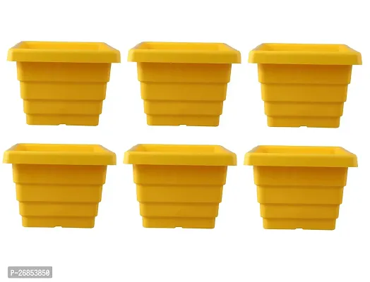 Square Flower Pots for Home  Decoration Plant Container Set (Pack of 6 Plastic)-6inch