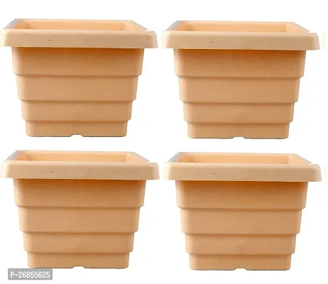 Square Flower Pots for Home  Decoration Plant Container Set (Pack of 4 Plastic)-8inch-thumb0