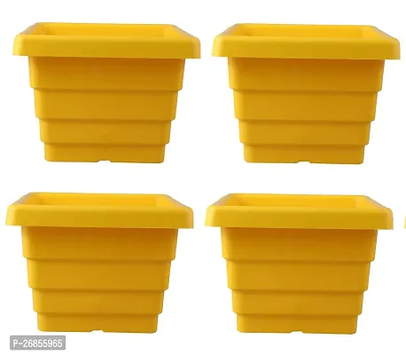 Square Flower Pots for Home  Decoration Plant Container Set (Pack of 4 Plastic)-8inch-thumb0