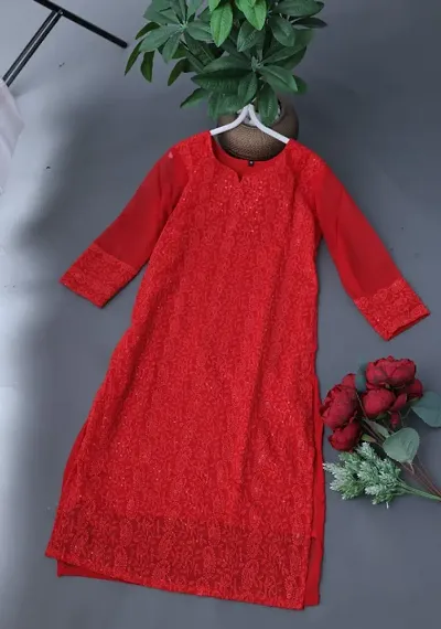 Fancy georgette Chikankari Kurti