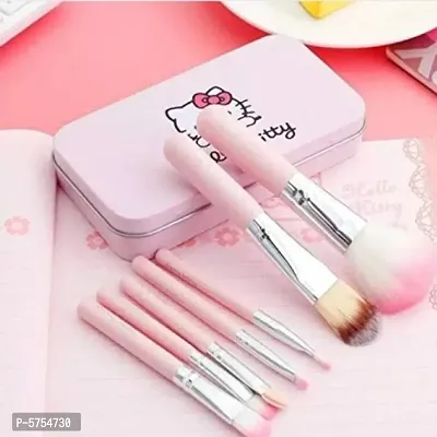 Spanking Hello Kitty Premium Quality Mini Makeup Brush Set, 7 Pieces Set for Women Professional Makeup Brush Set Pink Color Pack of 2-thumb0