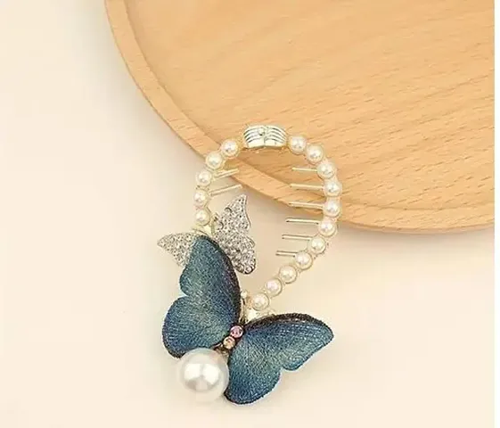 Hair Bun Accessories for Women Pearl Butterfly Bun Holder