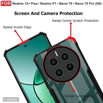 Mobiclonics Shockproof Crystal Clear Back Cover Case for Realme Narzo 70 pro 5g | 360 Degree Protection | Protective Design | Transparent (PC  TPU, Black Bumper)-thumb3