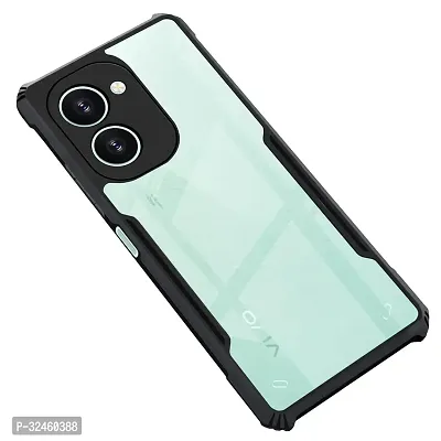 Mobiclonics Shockproof Crystal Clear Back Cover Case for Vivo y18 | 360 Degree Protection | Protective Design | Transparent (PC  TPU, Black Bumper)-thumb0